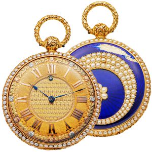 English gold and enamel pearl-set pocket watch Circa 1820