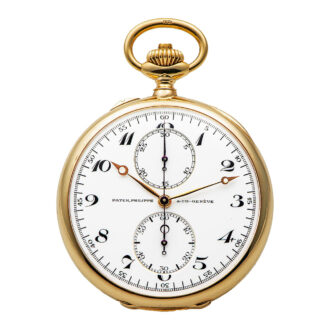 Swiss yellow gold pocket chronograph with counter Circa 1913