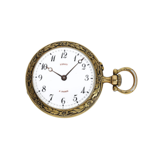 French gold enamel Art Nouveau lady’s pendant watch Circa 1910 French gold enamel Art Nouveau lady’s pendant watch Circa 1910