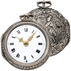 German pair-cased watch with repoussé decoration Circa 1750