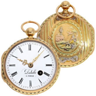 Swiss multi-coloured gold verge pocket watch Circa 1790
