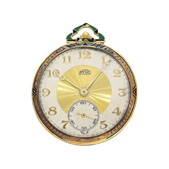 Rare French gold and enamel Art Deco pocket watch Circa 1925