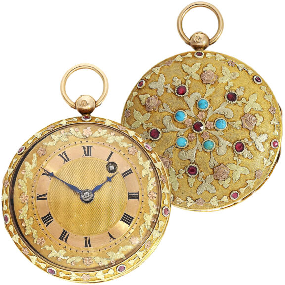 French 18K multicolour gold verge pocket watch Circa 1825 French 18K multicolour gold verge pocket watch Circa 1825