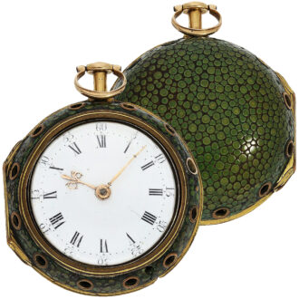 English pair-cased repeating watch in a shagreen case Circa 1720