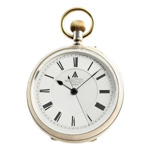 English silver deck watch with 34 minute carrousel Circa 1909