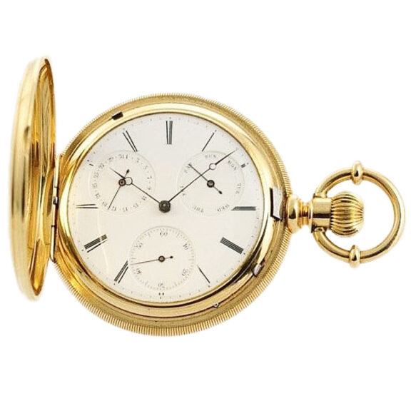 Swiss rare hunting cased pocket watch with calendar Circa 1850
