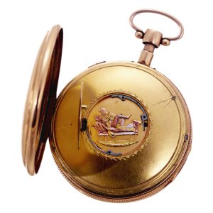 Swiss gold repeating verge with erotic automaton Circa 1820
