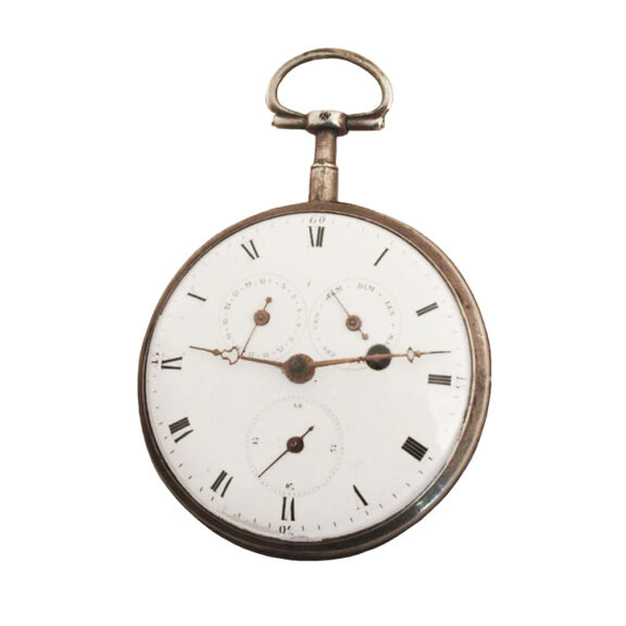 French silver open faced lever pocket watch Circa 1800