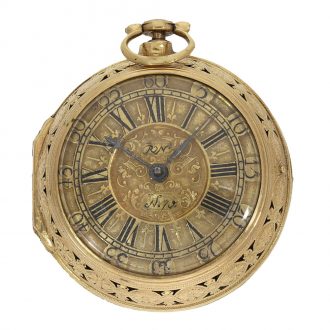 Early English gilt verge watch with hour self strike Circa 1720