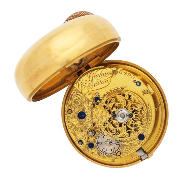 English 18 carat gold engraved pair cased cylinder watch Circa 1766 English 18 carat gold engraved pair cased cylinder watch Circa 1766