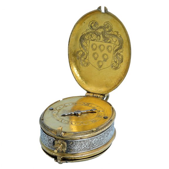 Early French gilt and silver oval verge pocket watch Circa 1630 Early French gilt and silver oval verge pocket watch Circa 1630
