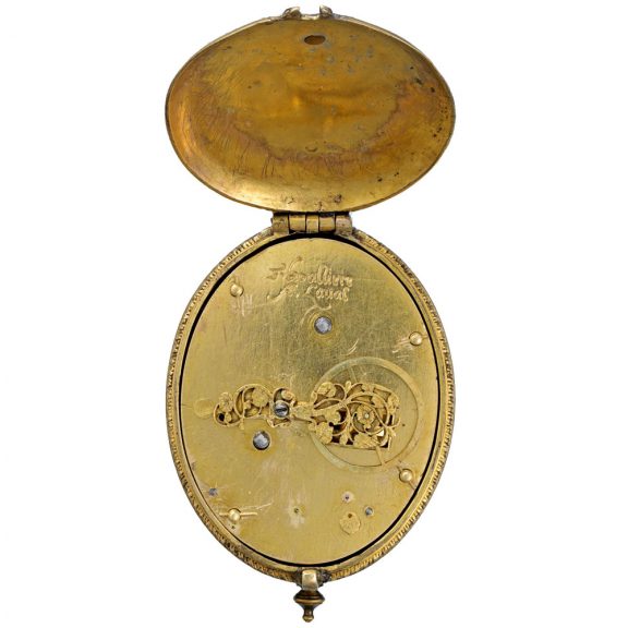 Early French gilt and silver oval verge pocket watch Circa 1630 Early French gilt and silver oval verge pocket watch Circa 1630