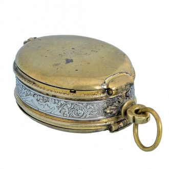Early French gilt and silver oval verge pocket watch Circa 1630 Early French gilt and silver oval verge pocket watch Circa 1630