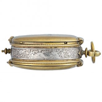 Early French gilt and silver oval verge pocket watch Circa 1630 Early French gilt and silver oval verge pocket watch Circa 1630