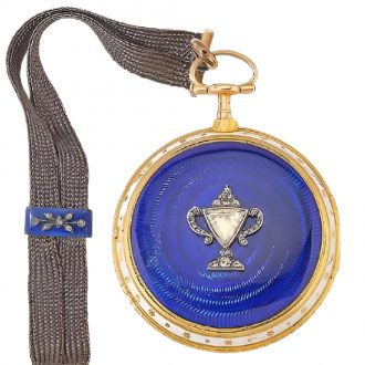 English 18K gold, enamel and diamond set watch Circa 1820