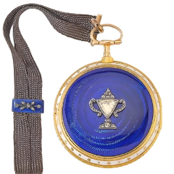 English 18K gold, enamel and diamond set watch Circa 1820 English 18K gold, enamel and diamond set watch Circa 1820