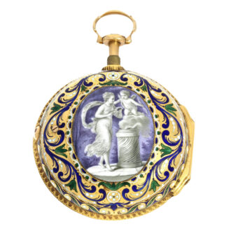 Gold and enamel pair cases verge watch 1/8 hours repeater Circa 1770