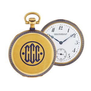 Swiss 18k gold and enamel open faced lever watch Circa 1909