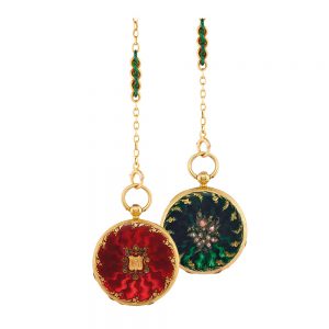 Gold, enamel and stone set cylinder pendant watch Circa 1850