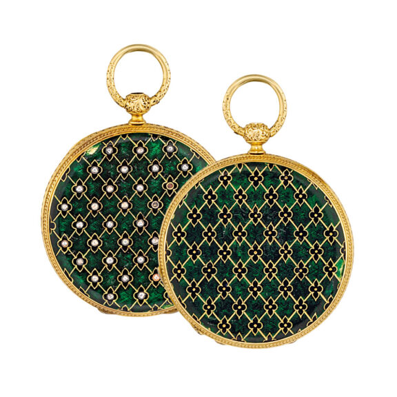 Gold, enamel, diamond set cylinder pendant watch Circa 1855