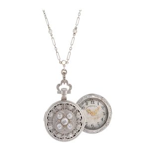 Swiss white gold and diamond set lever watch Circa 1920