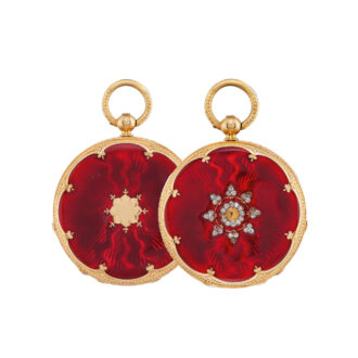 Gold, enamel and diamond set lever pendant watch Circa 1859