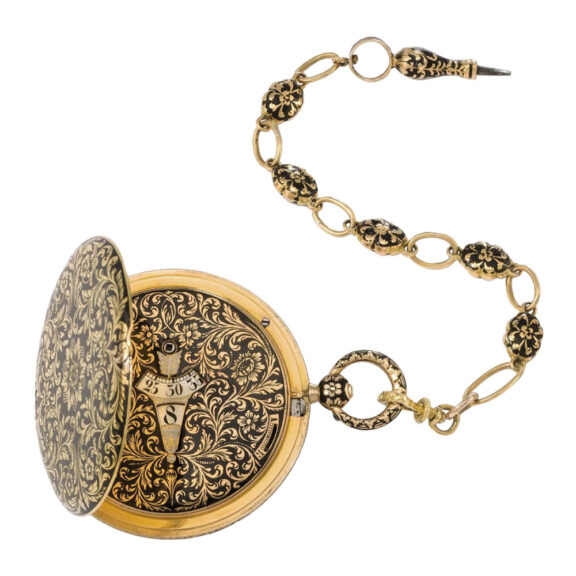 Fine 18k gold and enamel jump hour cylinder watch Circa 1840