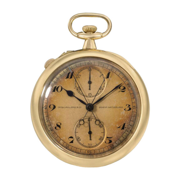 Swiss gold open faced split seconds chronograph Circa 1916