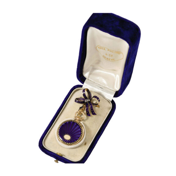 Swiss gold and enamel pendant watch with brooch Circa 1891 Swiss gold and enamel pendant watch with brooch Circa 1891