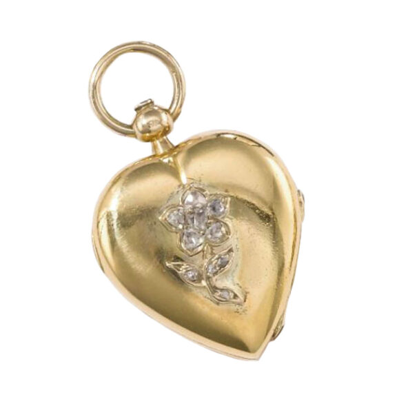 Gold hunting cased heart shaped pendant watch Circa 1859