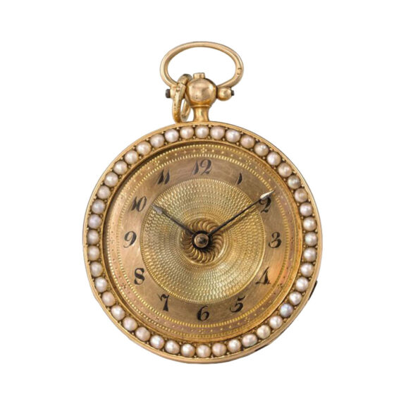 French rose gold, pearl set musical cylinder watch Circa 1820