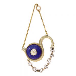 Attractive gold and enamel S form pendant watch Circa 1820