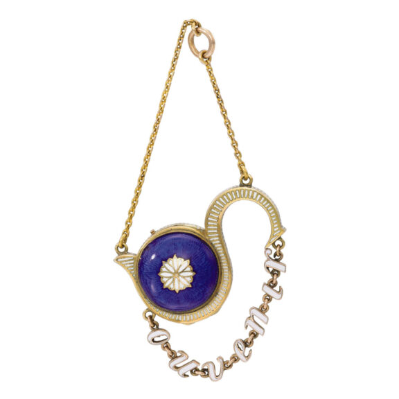 Attractive gold and enamel S form pendant watch Circa 1820