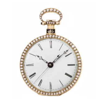 Gold, enamel and pearl set centre seconds duplex Circa 1830