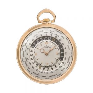 Very fine Swiss rose gold lever World Time watch Circa 1945
