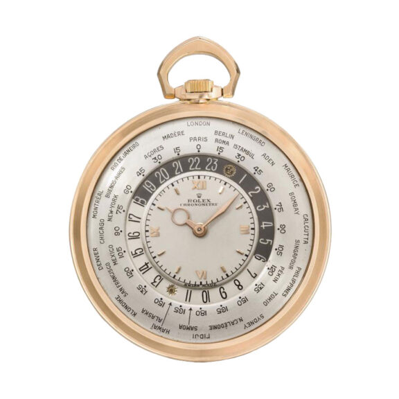 Very fine Swiss rose gold lever World Time watch Circa 1945 Very fine Swiss rose gold lever World Time watch Circa 1945