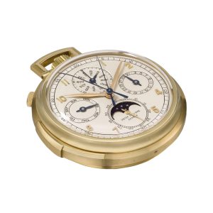 Swiss 18k gold open faced complicated lever watch Circa 1950
