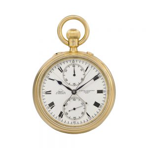 Large English gold split seconds lever chronograph Circa 1900