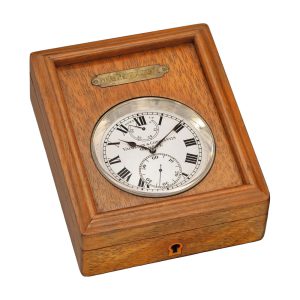 Swiss lever display desk clock with power reserve Circa 1914