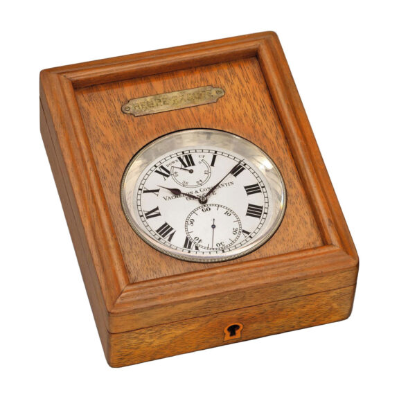 Swiss lever display desk clock with power reserve Circa 1914