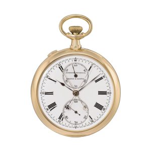 Swiss gold open faced split seconds chronograph Circa 1912