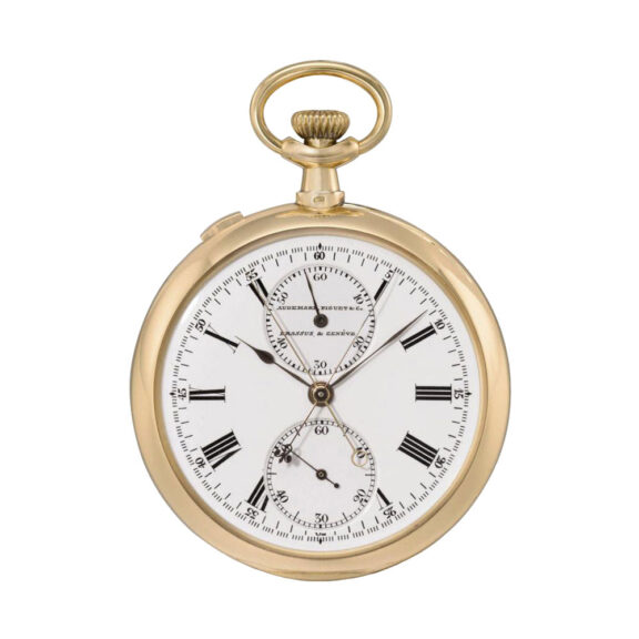 Swiss gold open faced split seconds chronograph Circa 1912 Swiss gold open faced split seconds chronograph Circa 1912