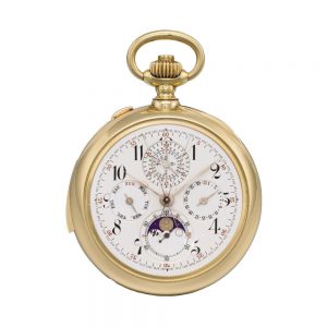 Perpetual calendar chronograph with moon phases Circa 1904