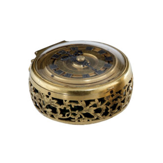 English gilt-metal verge clock watch with jade bell Circa 1750