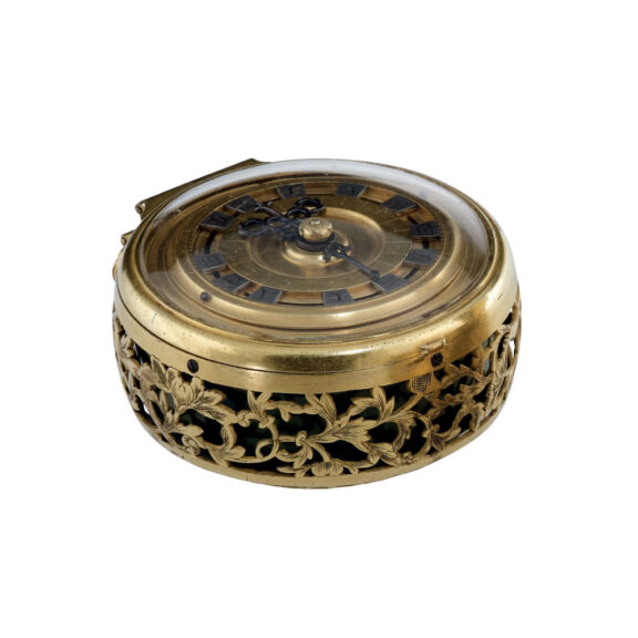 English gilt-metal verge clock watch with jade bell Circa 1750