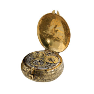 English gilt-metal verge clock watch with jade bell Circa 1750