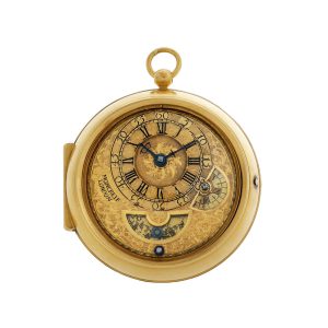 English gilt-brass verge with mock pendulum Circa 1700