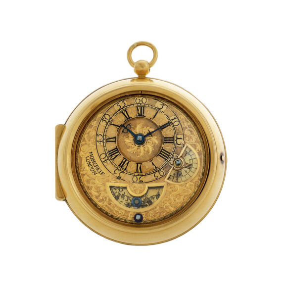English gilt-brass verge with mock pendulum Circa 1700
