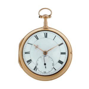 Fine English 18 carat gold open faced chronometer Circa 1777