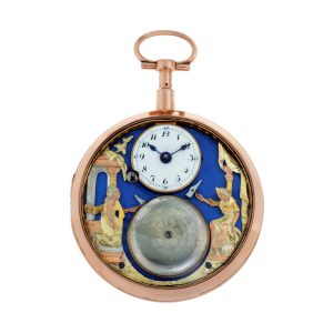 French gold quarter repeating verge with automaton Circa 1780